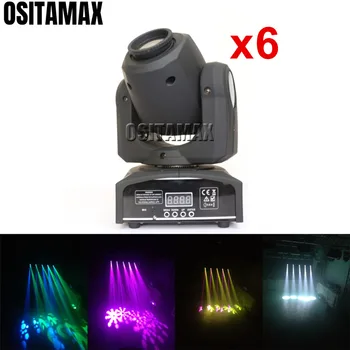 

6PCS Mini 30w LED Spot Moving Head Light Stage Gobo Lights DMX512 Control Brightness Disco DJ Party Moving Head Spot Lighting