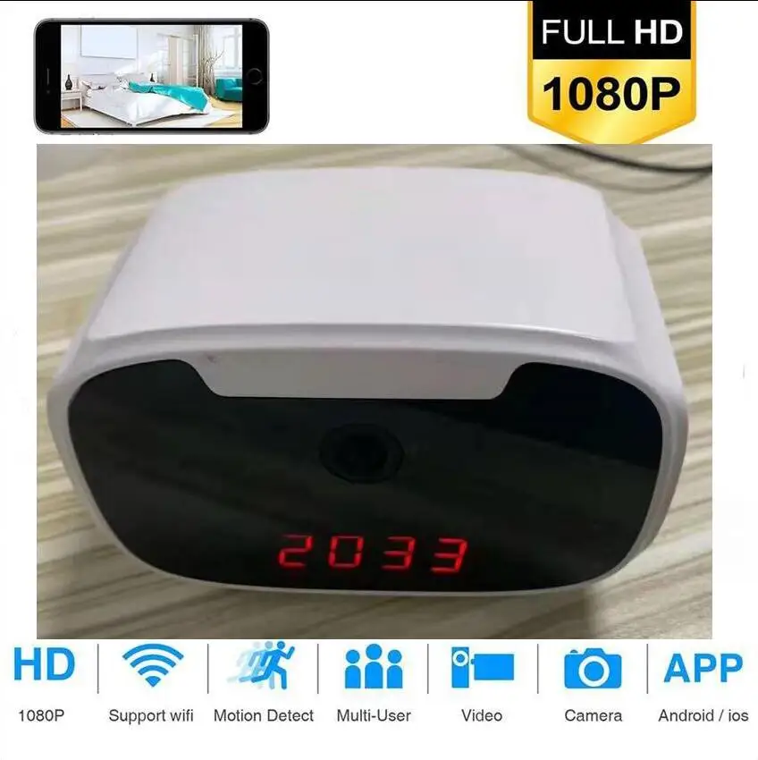 1080P HD IP камера Часы камера s Wifi управление Скрытый ИК ночной будильник видеокамера PK Z16 цифровые часы видеокамера мини DV