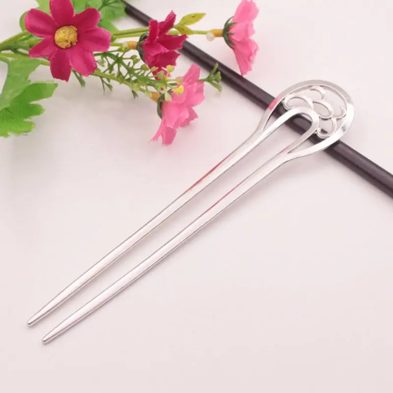 Womens U-Shaped Metal Long Hair Fork Hollow Out Antique Vintage Decorative Stick Hairpin Updo Chignon Barrettes DIY Bookmark