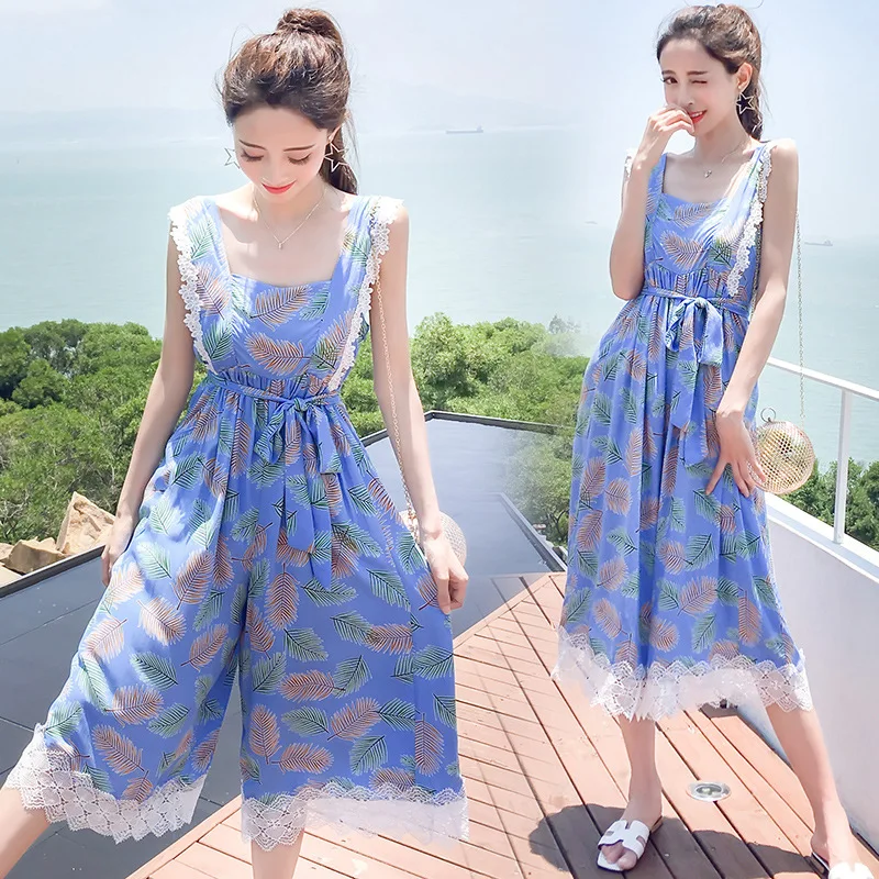 

2018 Summer Wear New Style Korean-style High-waisted Slimming Beach Seaside Vacation Style Onesie Women's Fashion