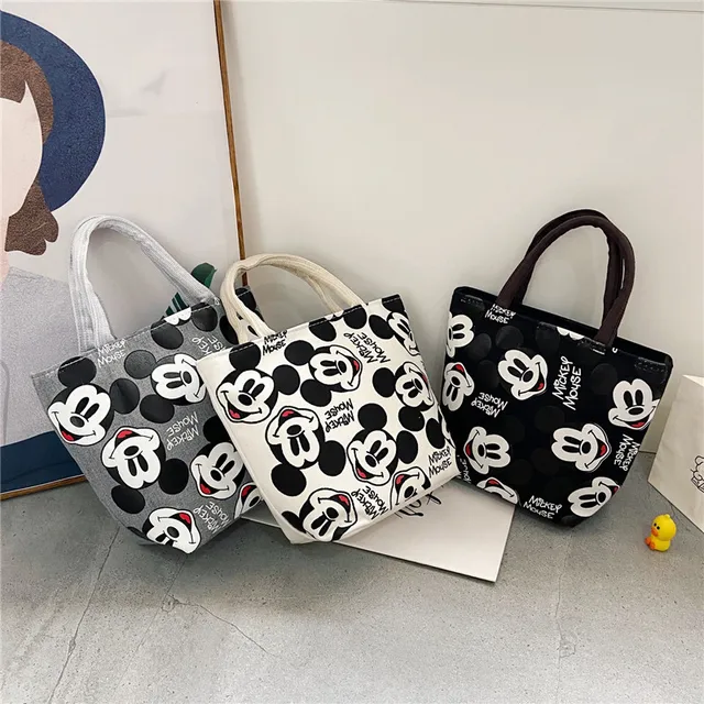 New Disney Cartoon Canvas Bag Cute Simple Women Shopping Handbag Fashion Creative Mickey Mouse Lunch Box Girl Birthday Gift 1