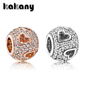 

Kakany High-quality 100% S925 Sterling Silver Rolled Heart-shaped Beads For Stylish Diy Jewelry For Bracelets And Necklaces