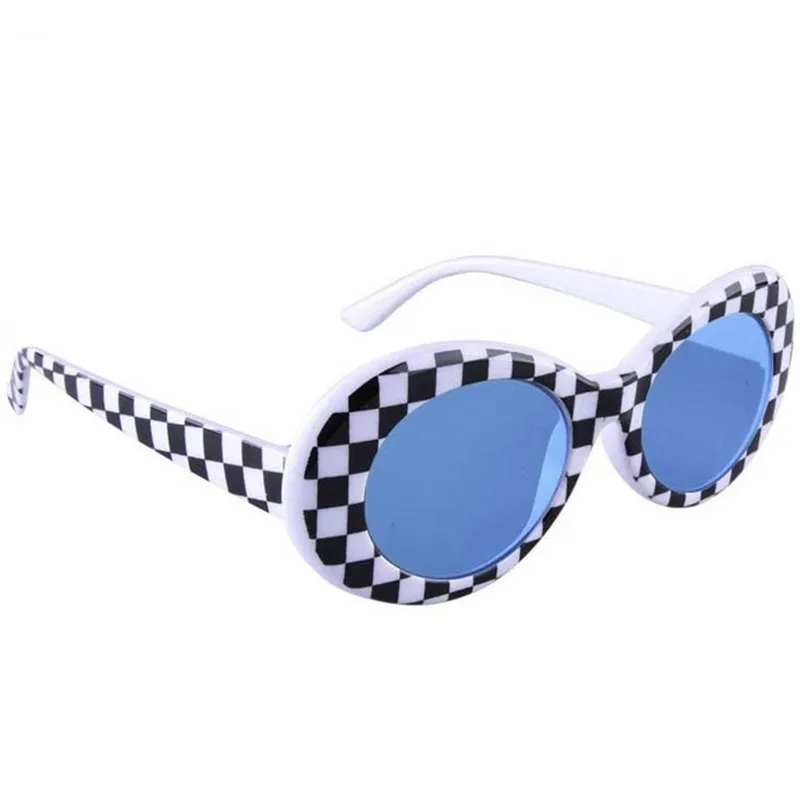 Женские и мужские зеркальные очки ретро женские очки Kurt Cobain солнцезащитные очки винтажные овальные очки NIRVANA модные классические солнцезащитные очки - Цвет линз: Big White Blue