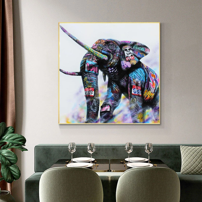 

Colorful Elephant Graffiti Art Canvas Posters And Prints Street Art Animals Wall Paintings Canvas Art Pictures For Kids Room