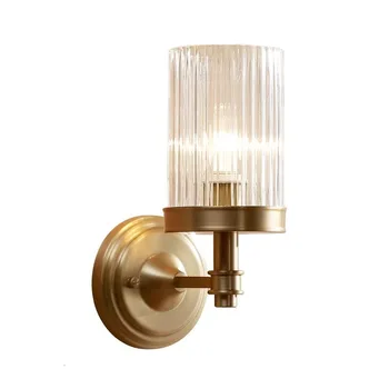 

European Gold Copper Glass Wall Lamp For Bedroom Applique Murale Led Light Fixtures Lustre Led light fixtures