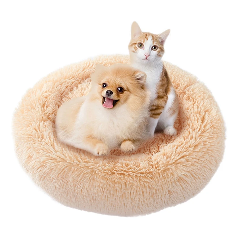 

Round Soft Long Plush Cat Bed House Pet Dogs Bed For Small Dogs Cats Nest Winter Warm Sleeping Bed Indoor Puppy Sofa Mats
