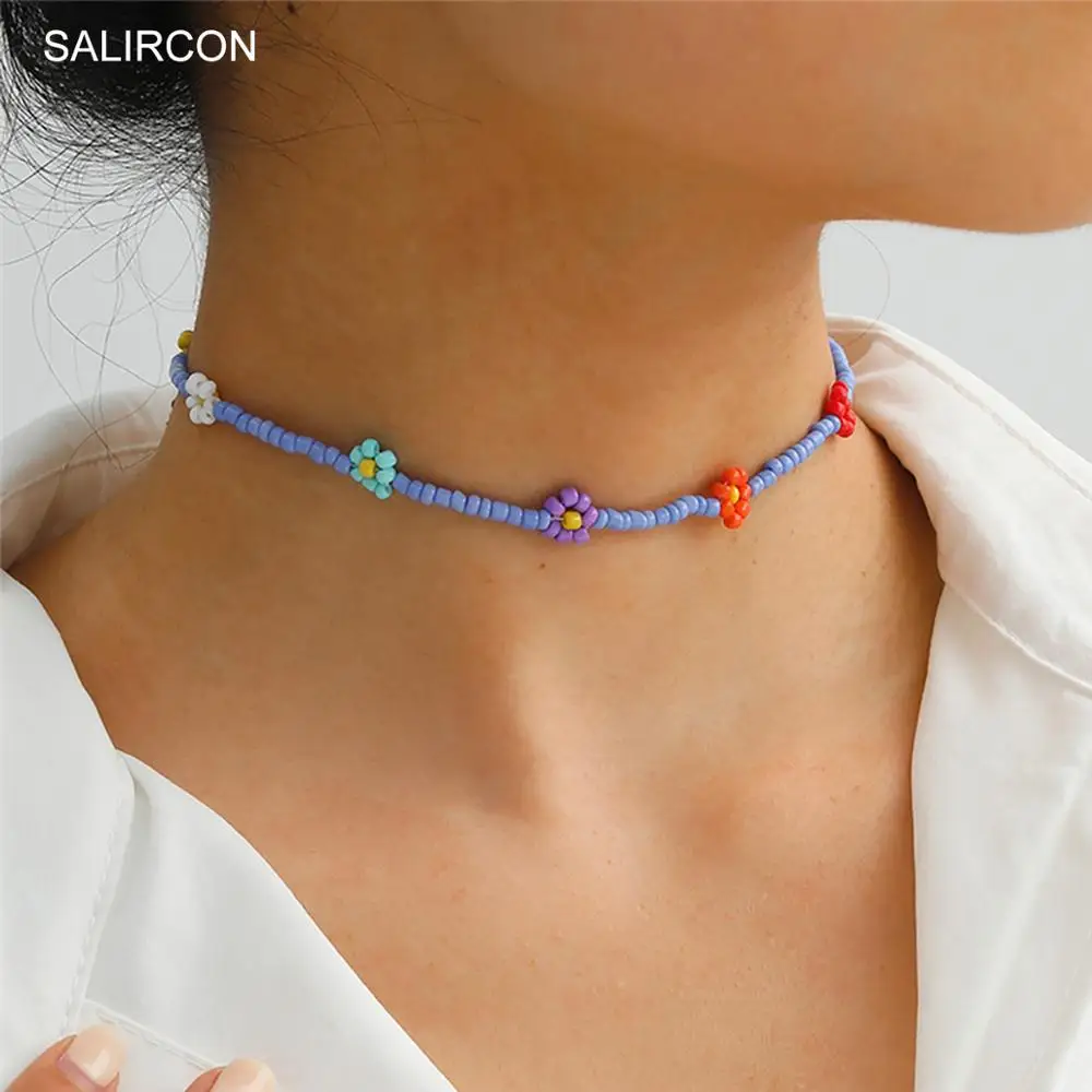 Salircon бохо зеленый длинные серьги с маргариткой и колье для женщин изготовлено