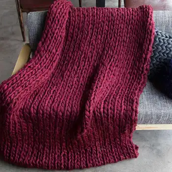 

Soild Colors Fashion Handmade Knitted Winter Warm Home Use Blankets for Adults European Crocheted Bed/Sofa thread Blanket Home
