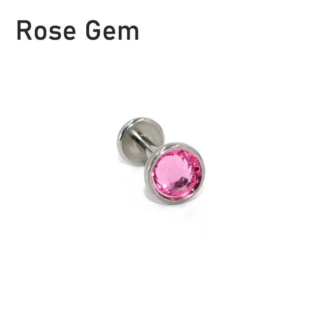 G23 Titanium Flat CZ Gem Internally Threaded Labret Stud Ear Tragus Cartilage Helix Earring Fashion Body Piercing Jewelry