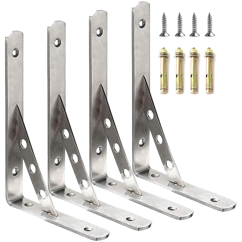 

Angle Gusset, Stainless Steel Support Angle Steel Joint Right Angle with Screw Fasteners, One Pack of 4 (300X150X4mm)