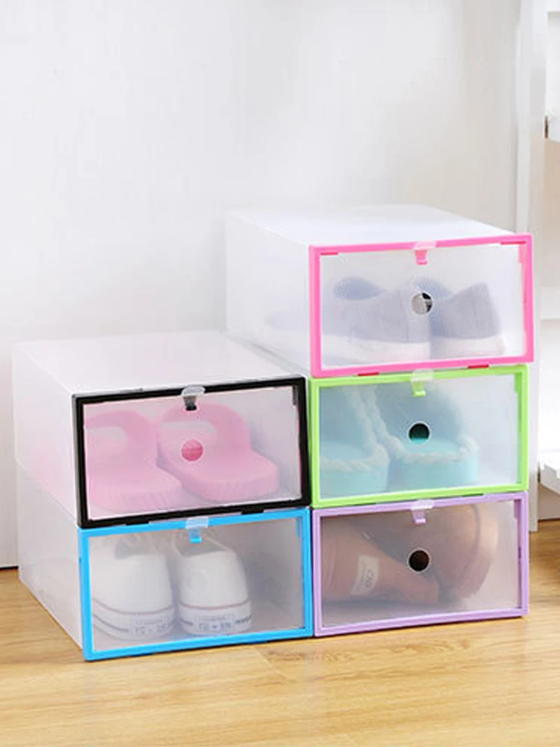 stackable shoe box drawers on 1 6pcs Foldable Clear Plastic Drawer Case Shoe Box Storage Stackable Organizer Home Organization Supplies Investinbds Shoe Organizers