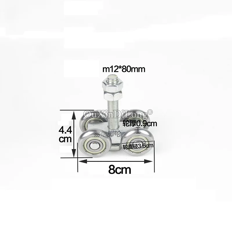 Description Picture 6 of itemNew 4PCS Heavy Industrial Hanging Rail Rollers Sliding Door Rollers Warehouse Orbital Track Bearing Wheels Pulleys Loading 450KG