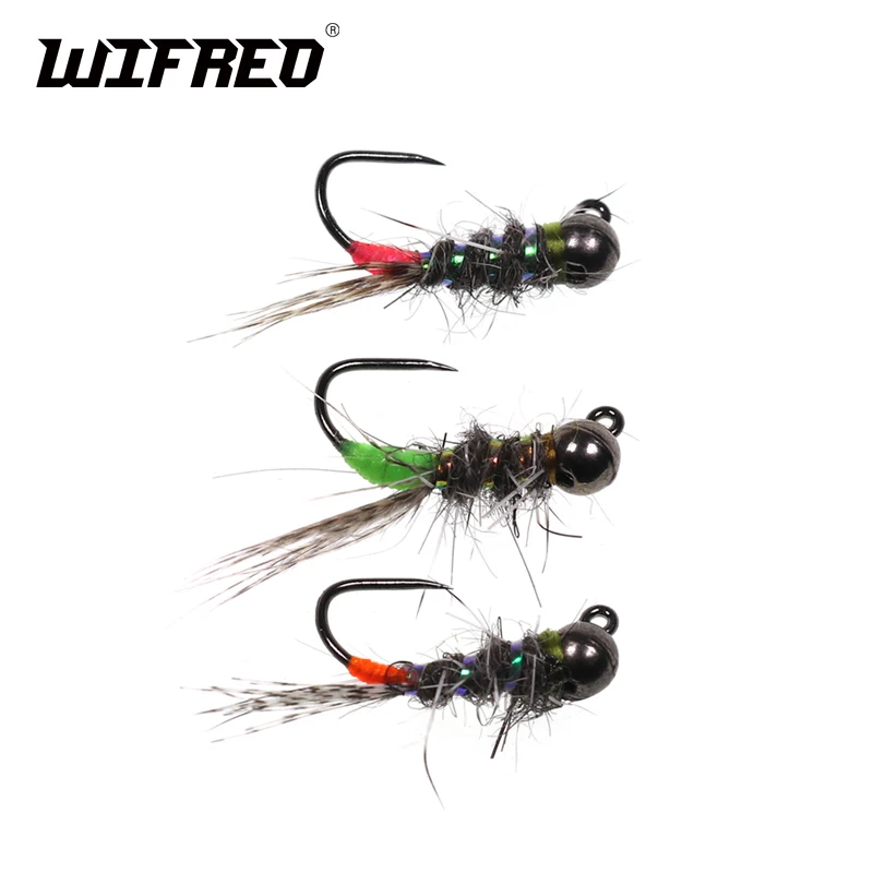 Cats Whisker Special Blue or Red Flash Trout Flies With Bead Head Size 10 12 14 
