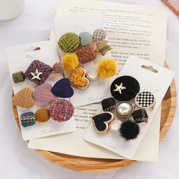 

Fashion 3PCS/Set Women Girl Plush Hair Clip Gold Hairpin Slide Grips Barrette