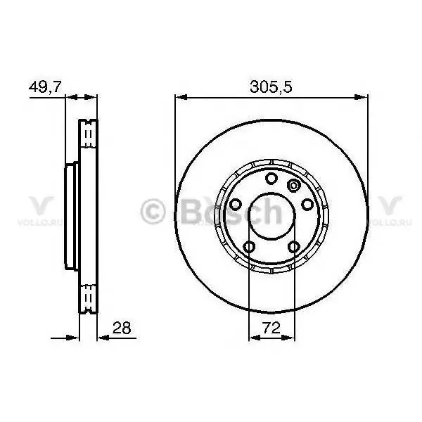 0986479078 BOSCH ТОРМОЗНОЙ ДИСК ПЕРЕДНИЙ