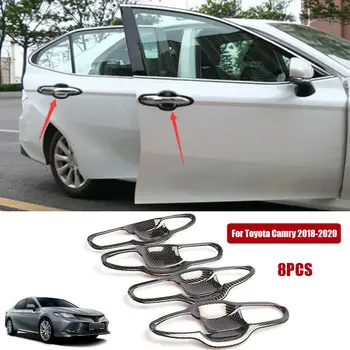 

For Toyota Camry 2018-2020 Door Handle Bowl Protector Cover Trim Carbon Fiber