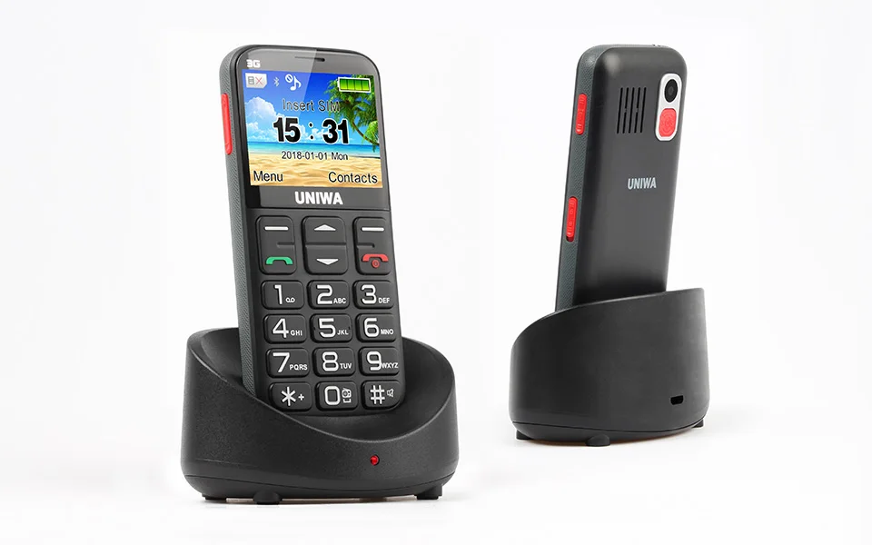 UNIWA V808G Mobile Phone Russian Keyboard 3G WCDMA Strong Torch Senior Cellphone Elderly Old Man Big SOS Push-Button Phone