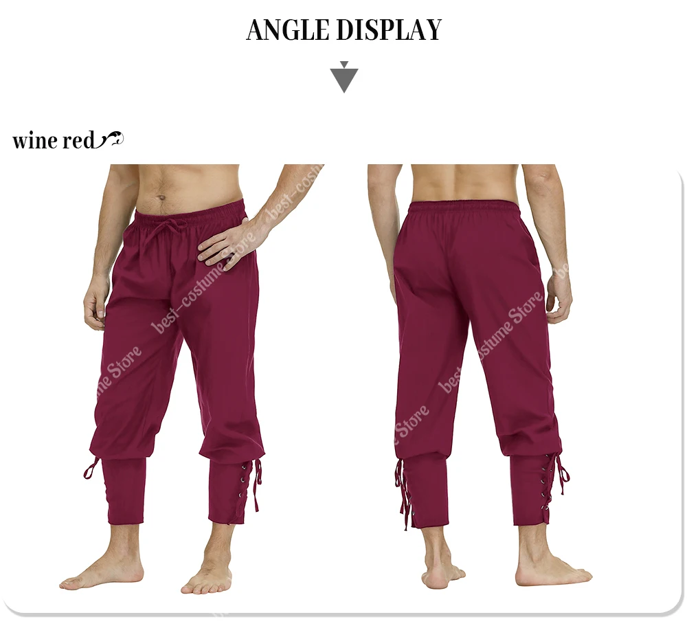 Medieval Pants for Men Pirate Viking Costume Pants Plus Size Trousers Pirate Cosplay Costume With Drawstrings