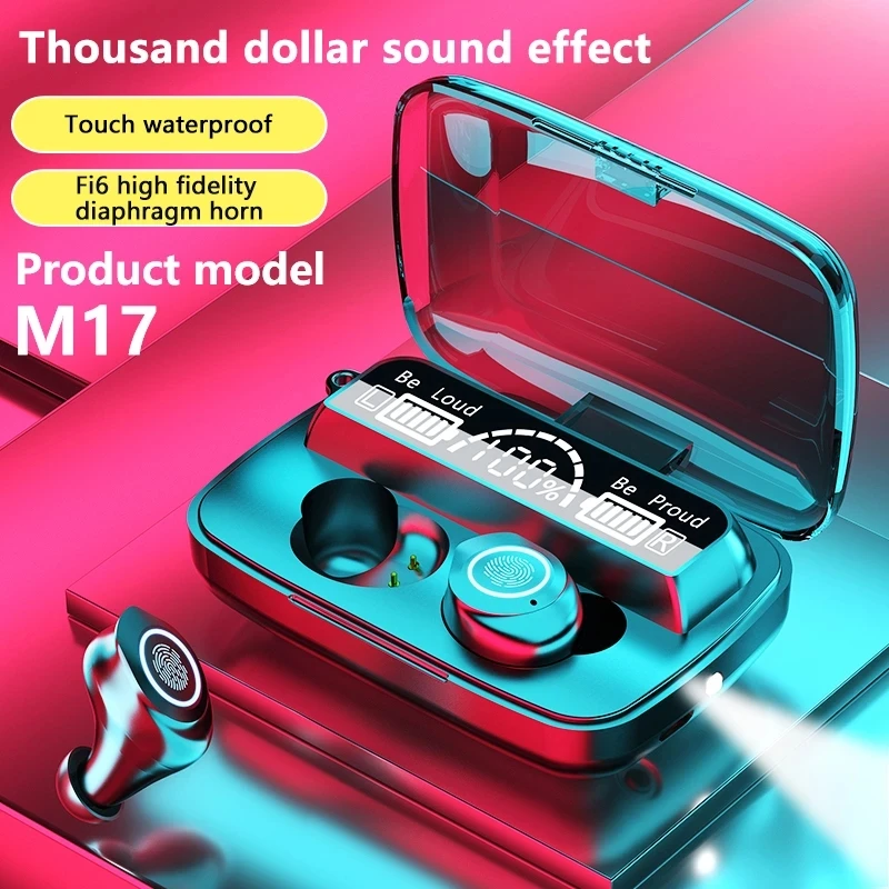 M17 TWS Earphone Wireless Touch Mini Earbuds Bass Gaming Headsets 2000mah Charging Compartment Waterproof Bluetooth Headphone