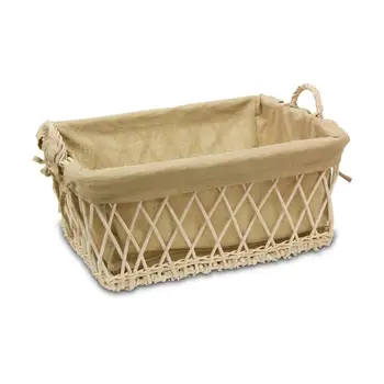 

Basket/Cuévano rattan white color lined with beige fabric (Measures: 58x45x25 cm)
