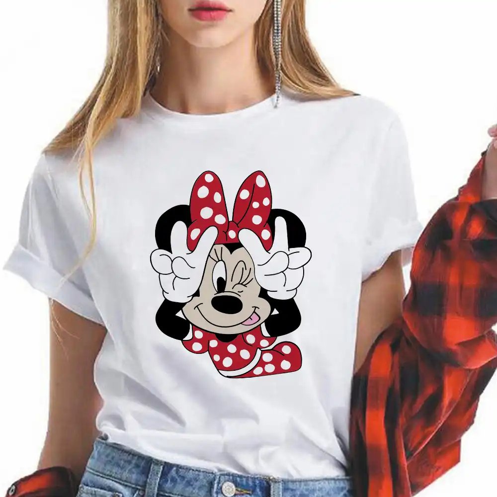 新ミニーマウスtシャツ女性かわいいトップ漫画グラフィックティーおかしい原宿ディズニーtシャツユニセックスファッションtシャツ女性 Tシャツ Aliexpress