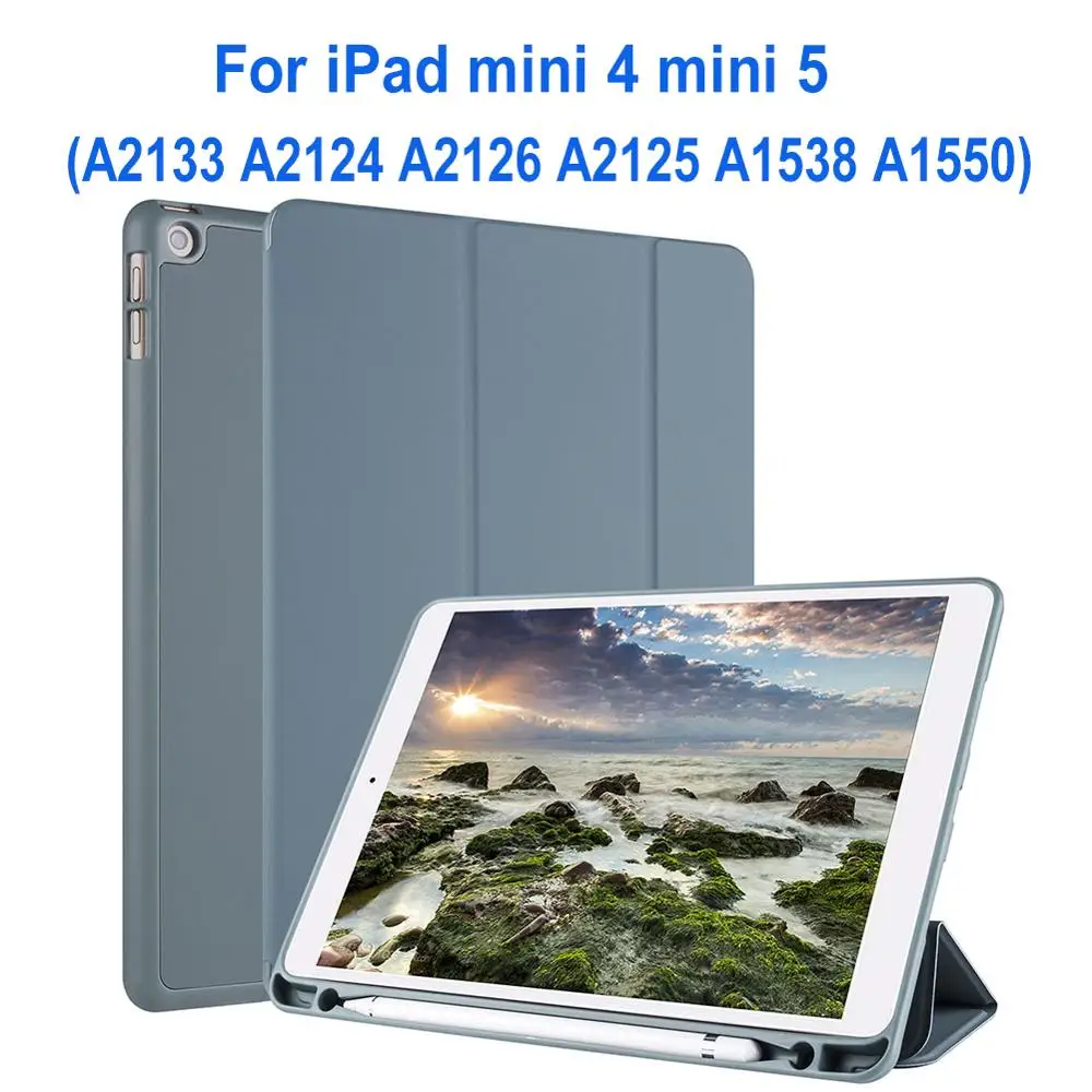 Чехол для iPad 7 10,2 дюймов Air 3 Pro 10,5, чехол для планшета с карандашом, кожаный флип-чехол, умный чехол для iPad Mini 5 4 - Цвет: mini 4 5
