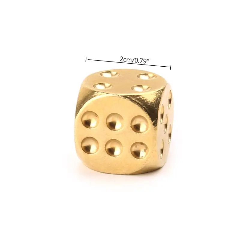 솔리드 광택 황동 주사위, 20mm, 금속 큐브, 구리 포커 바, 보드 게임 선물, 1 개