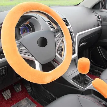 

DJSona 2018 New Winter Faux Wool Car Steering Wheel Cover for women Car seat Cover Fuzzy Car Interior Accessories Car styling Ho
