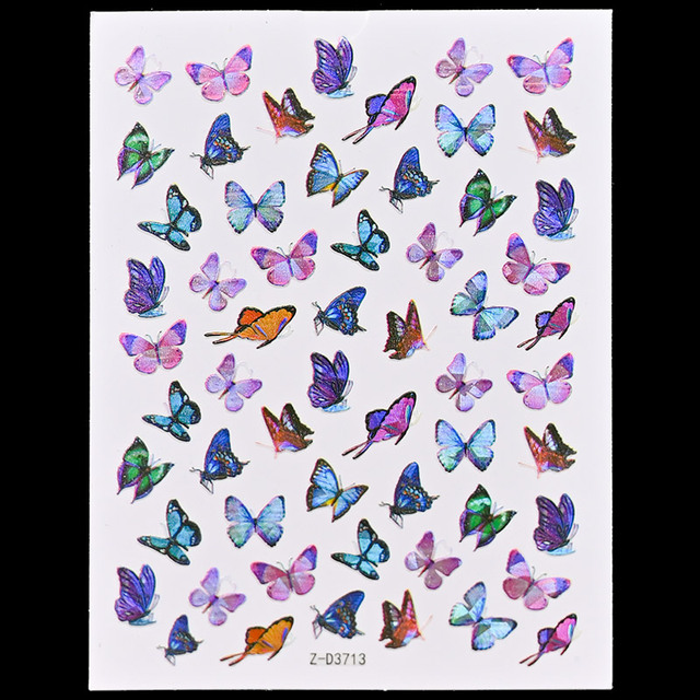 Craft Sticker 3D Nail Art Sticker Ultra-thin Butterfly Nail Art Decoration Sticker Holographic Laser Butterfly Nail Decals