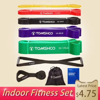 

TOMSHOO 5 PCS Resistance Bands Set Gym Strength Rubber Loops Resistance Elastic Bands Fitness Equipment for Home Gym Exercise