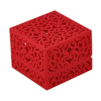 

Delicate Velvet Jewelry Box Chinese Style 6 *6 *4.7cm Hollow Out Engagement Jewelry Display Storage Case Ring Box