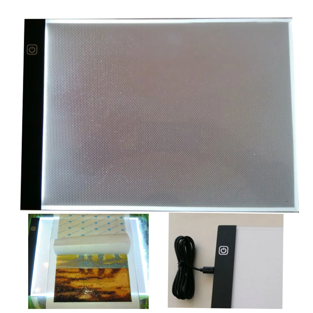 HUACAN алмазная живопись A4 A5 светодиодный светильник для планшета Алмазная мозаика аксессуары три уровня затемнения ультратонкий