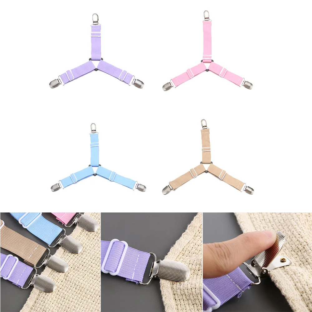 Hot Adjustable Bed Sheets Buckle Mattress Clip Bedclip Elastic Belt Fastener Bedding Holder Non-slip Straps Grippers Quilt Fixer