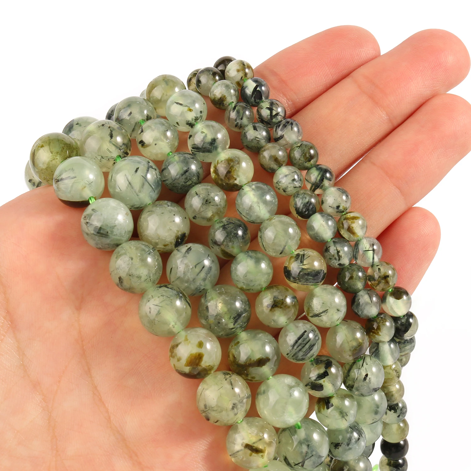 Natural Stone B Prehnite Jade Round Loose Beads for Needlework Jewelry Making 6 8 10mm Diy Bracelet Necklace Accessories 15 inch 5