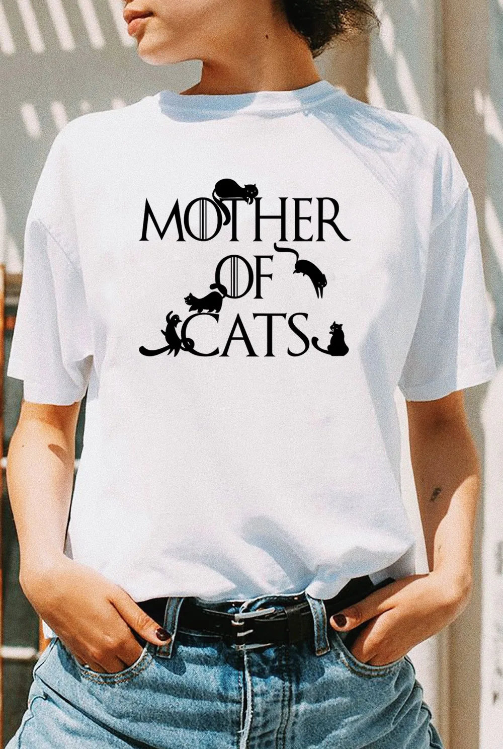 Футболка женская летняя с коротким рукавом и принтом Мама из кошек | Женская