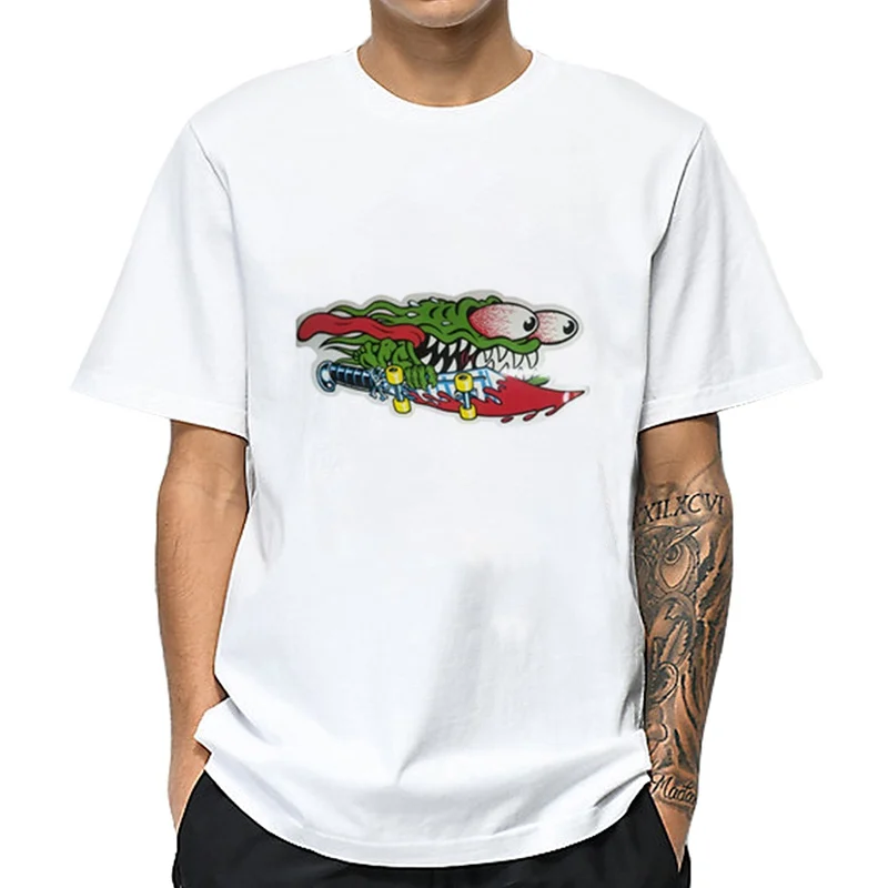 MOUNTSHARP SANTA CRUZ Men T Shirt Streetwear Print SLASHER SWORD Cotton T-Shirt Hip Hop Summer Male Clothes Tshirt | Мужская одежда