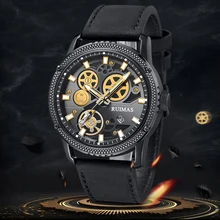 RUIMAS reloj deportivo de cuarzo para hombre, cronógrafo de pulsera, resistente al agua, con espejo Hardlex, luminoso
