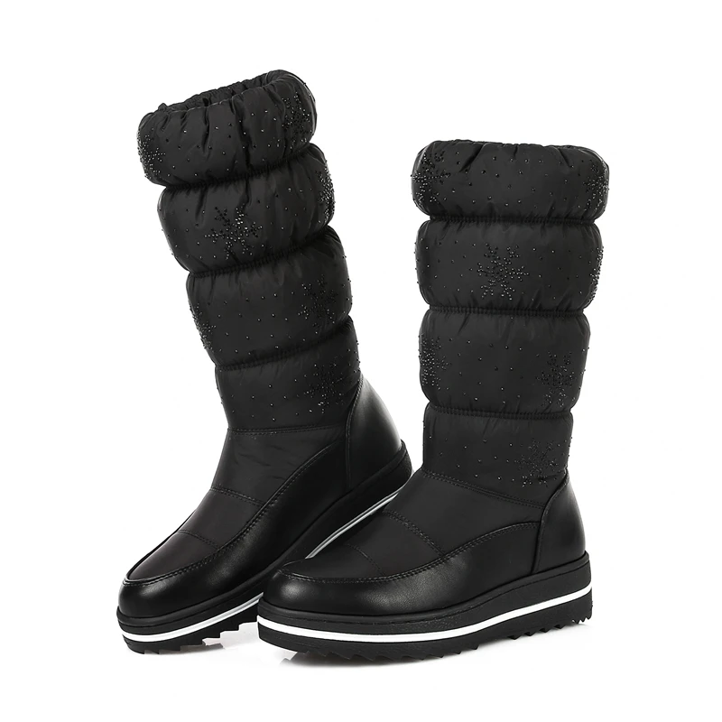 Moipheng/зимние ботинки; большие размеры 35-44; женская теплая плюшевая обувь до середины икры; водонепроницаемые ботинки; ботинки на меху на платформе; Красный эластичный рукав