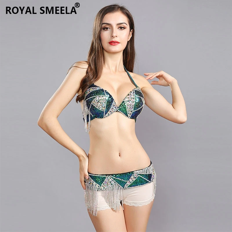 Женский костюм для танца живота ROYAL SMEELA зеленый комплект с цыганским