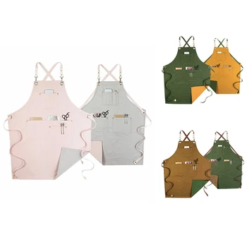 

Double-Sided Leather Apron Floral Artist Gardening Pet Shop Barista Fashion Two-Color Workwear