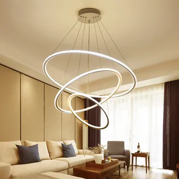 

3 Circular Ring LED Pendant Lights Acrylic Aluminum For Living Room Dining Room Ceiling Warm White Modern Pendant Lights