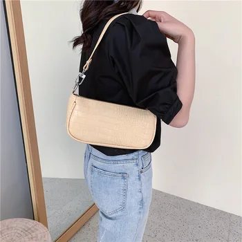 

2020 Stone Pattern PU Leather Shoulder Bags For Women Solid Color Lady Handbags and Purses Female Small Clutch Travel Hand Bags