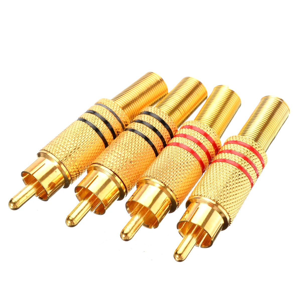 4Pcs/lot Gold Plated RCA Audio Video Adapter RCA Connector Plug Audio Male Connector With Spring Cable Protector