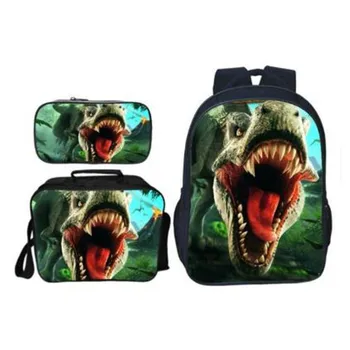 

16 Inch Dinosaur 3D Printing Set School Backpacks for Boys Orthopedic Satchel Schoolbag Children Kids Shoulder Book Bag