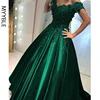 MYYBLE-vestido De noche largo De satén verde, elegante, Formal, De encaje, vestidos nocturnos De novia ► Foto 2/6