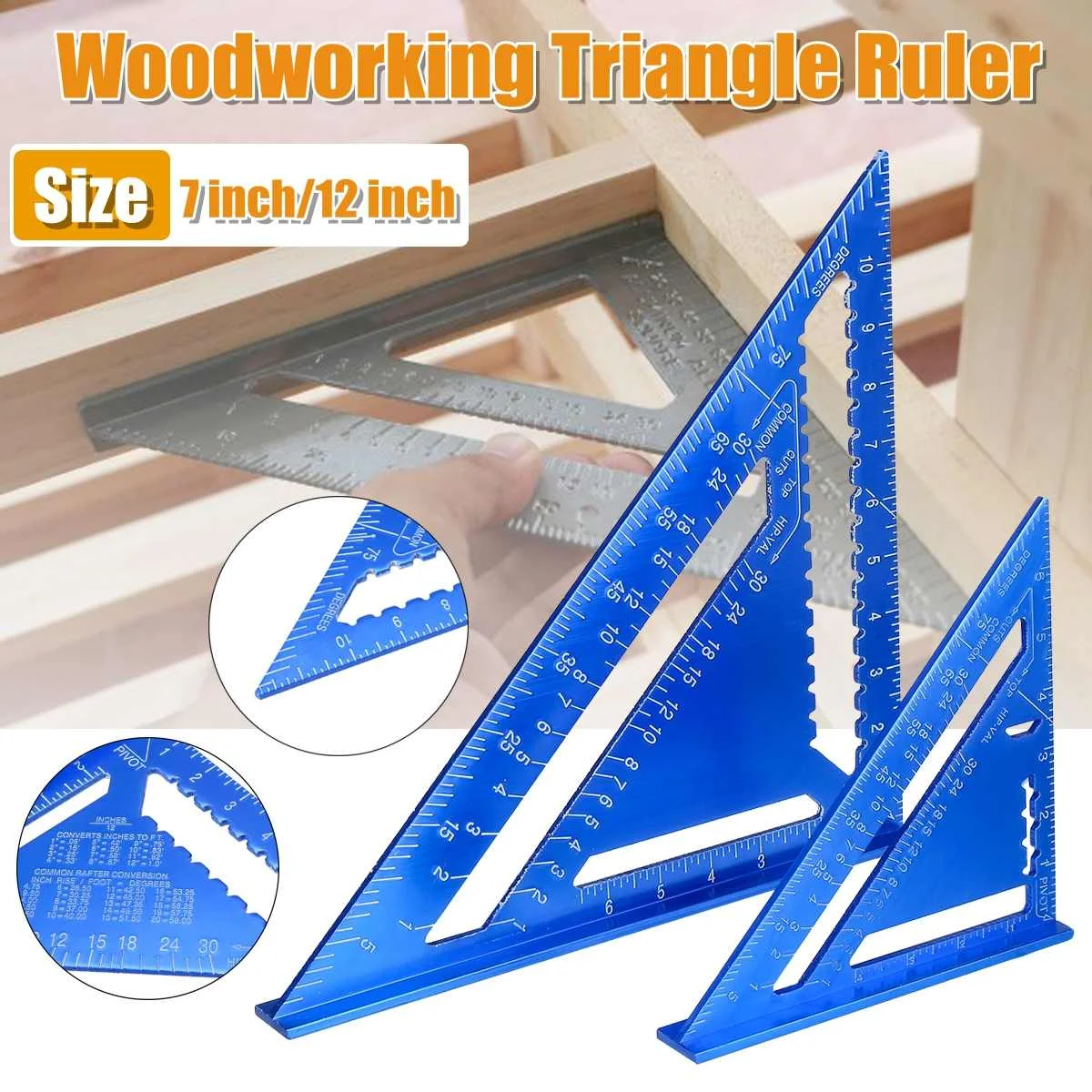 Regla angular de 7/12 pulgadas, regla métrica de medición Triangular de aleación de aluminio, velocidad de carpintería, transportador angular cuadrado|Medidores| - AliExpress