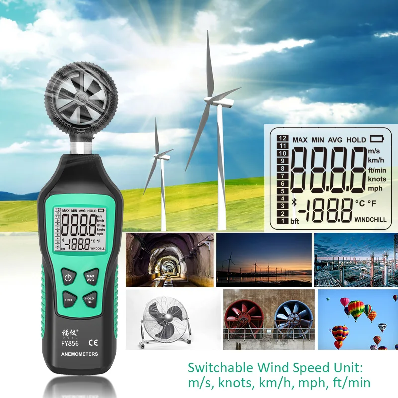 

Anemometer Wind Meter Wind Sensor Mini Digital Thermometer Anemometro Wind Speed Air Velocity Temperature Measuring