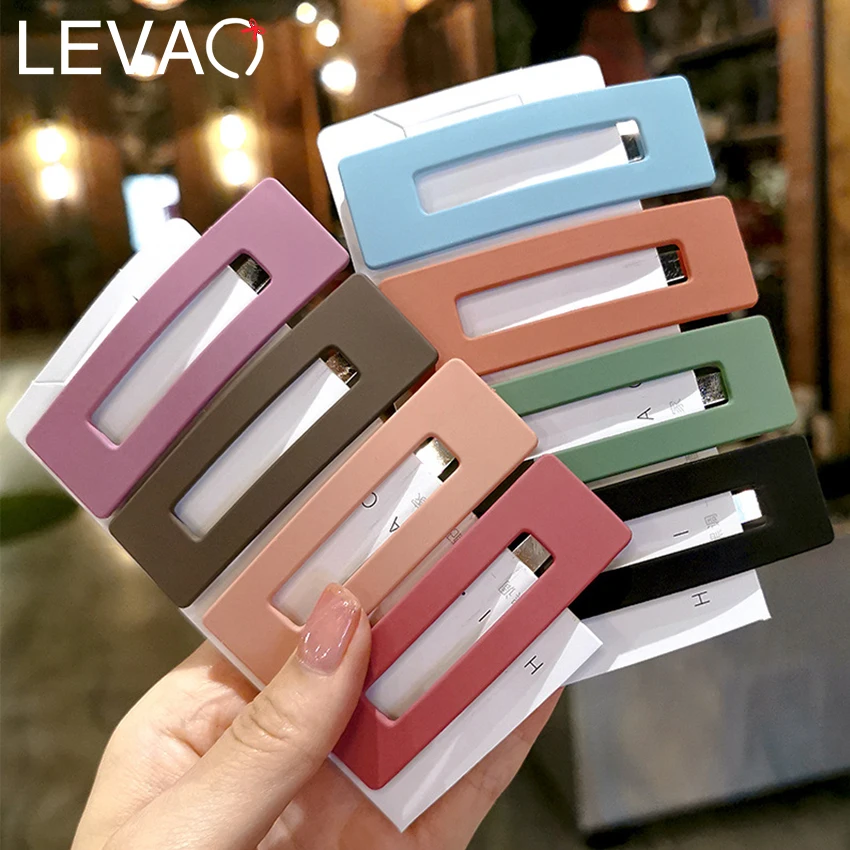 

Levao 3PC Hollow Square Drop Shaped Hairpins Women Colorful Frosted Barrettes Bobby Clip for Girls Hair Clips Jewelry Headdress