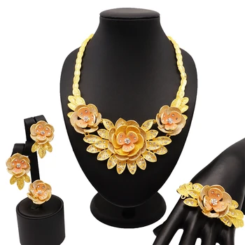 

African jewelry Set Indian Bridal Jewelry Sets For Women Costume Nigerian Wedding necklace Jewerly Set bracelet