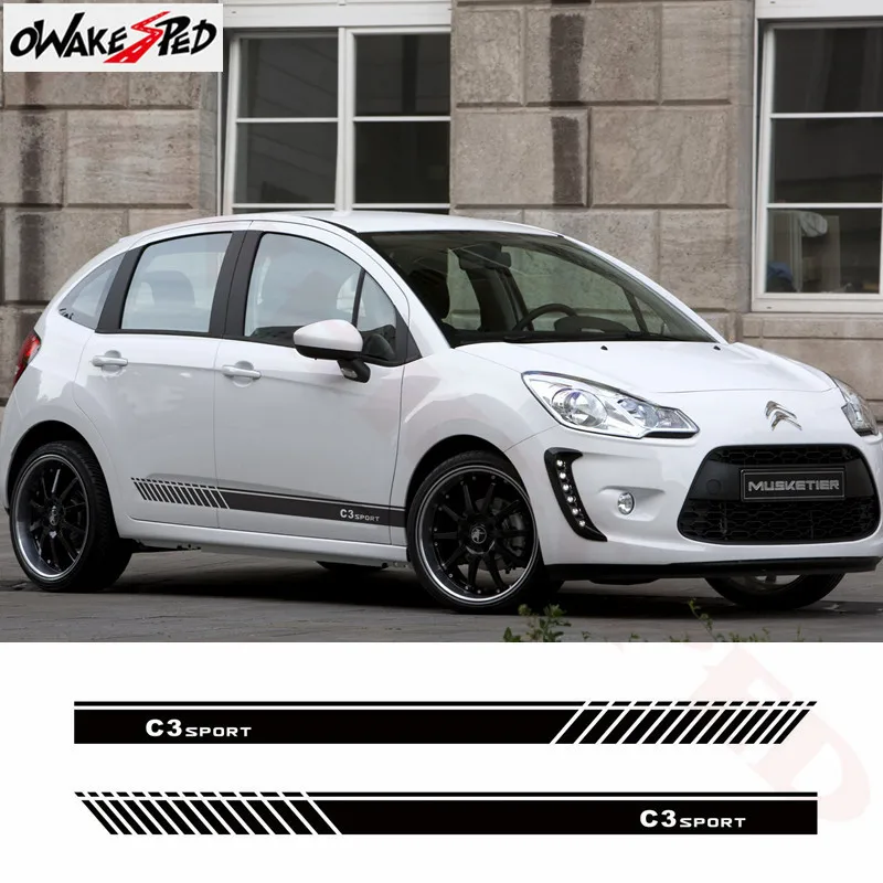 2PCS Auto Vinyl Decals Car Door Side Stripes Skirt Decor Sticker For-Citroen C3 Sport Styling Accessories Stickers | Автомобили и